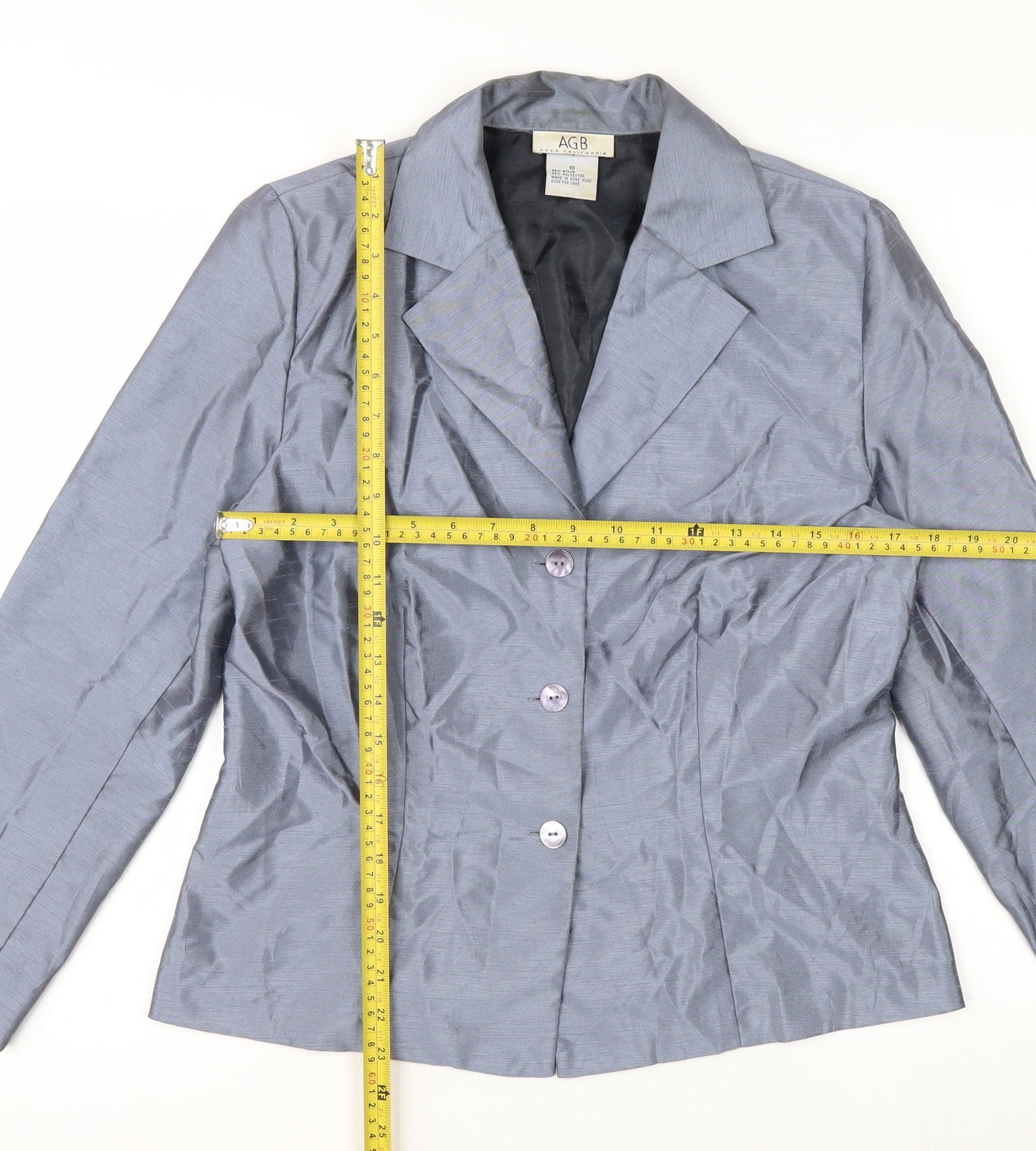 AGB Women’s Grey Classic Blazer Size 10 Buttoned Formal Jacket