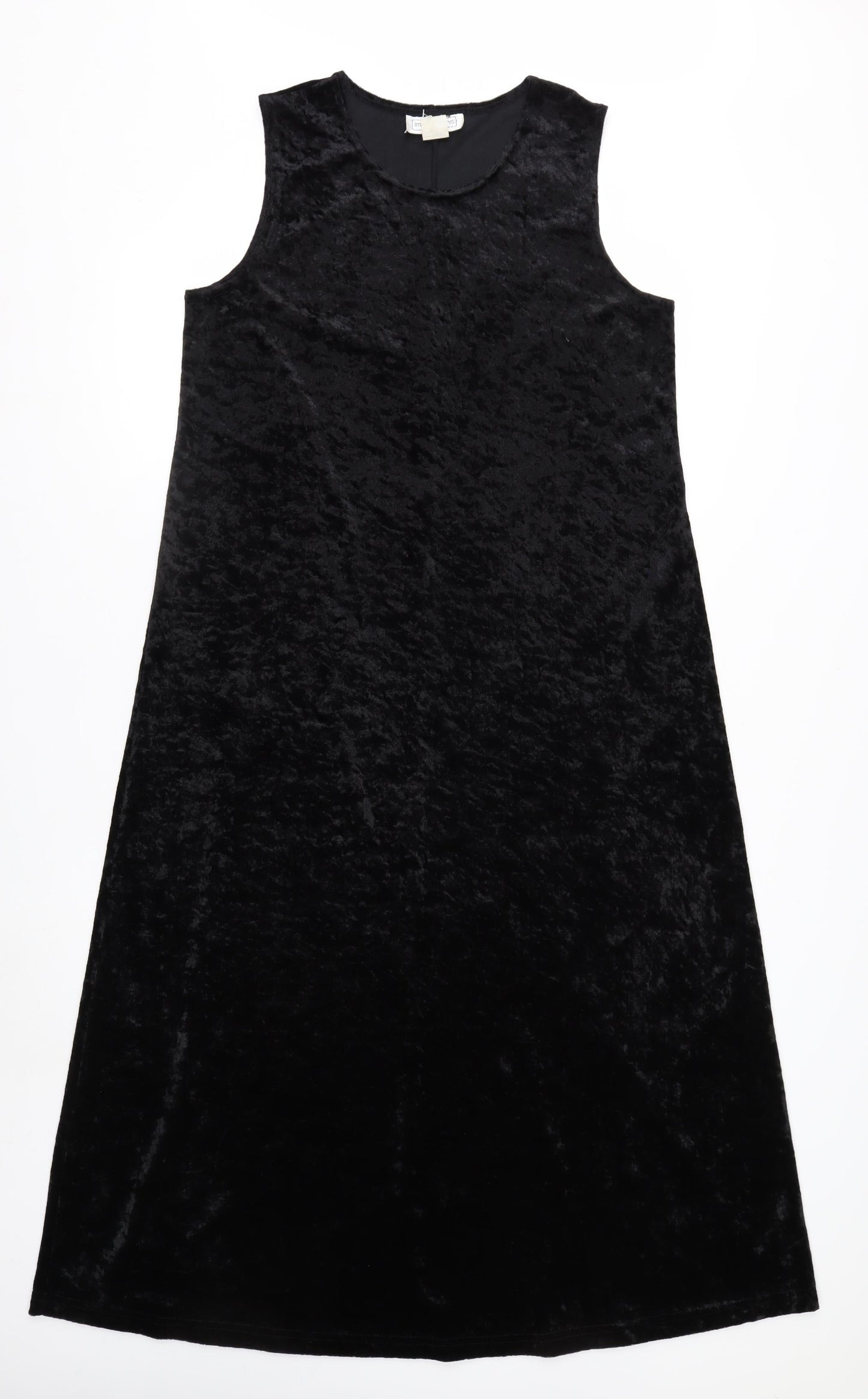 Impressions of California Women Black Velvet A-Line Midi Dress L