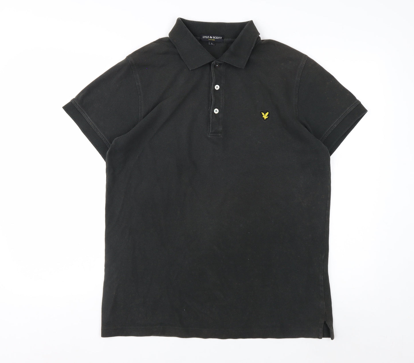Lyle & Scott Men's Black Cotton Polo Shirt Size L Classic Fit