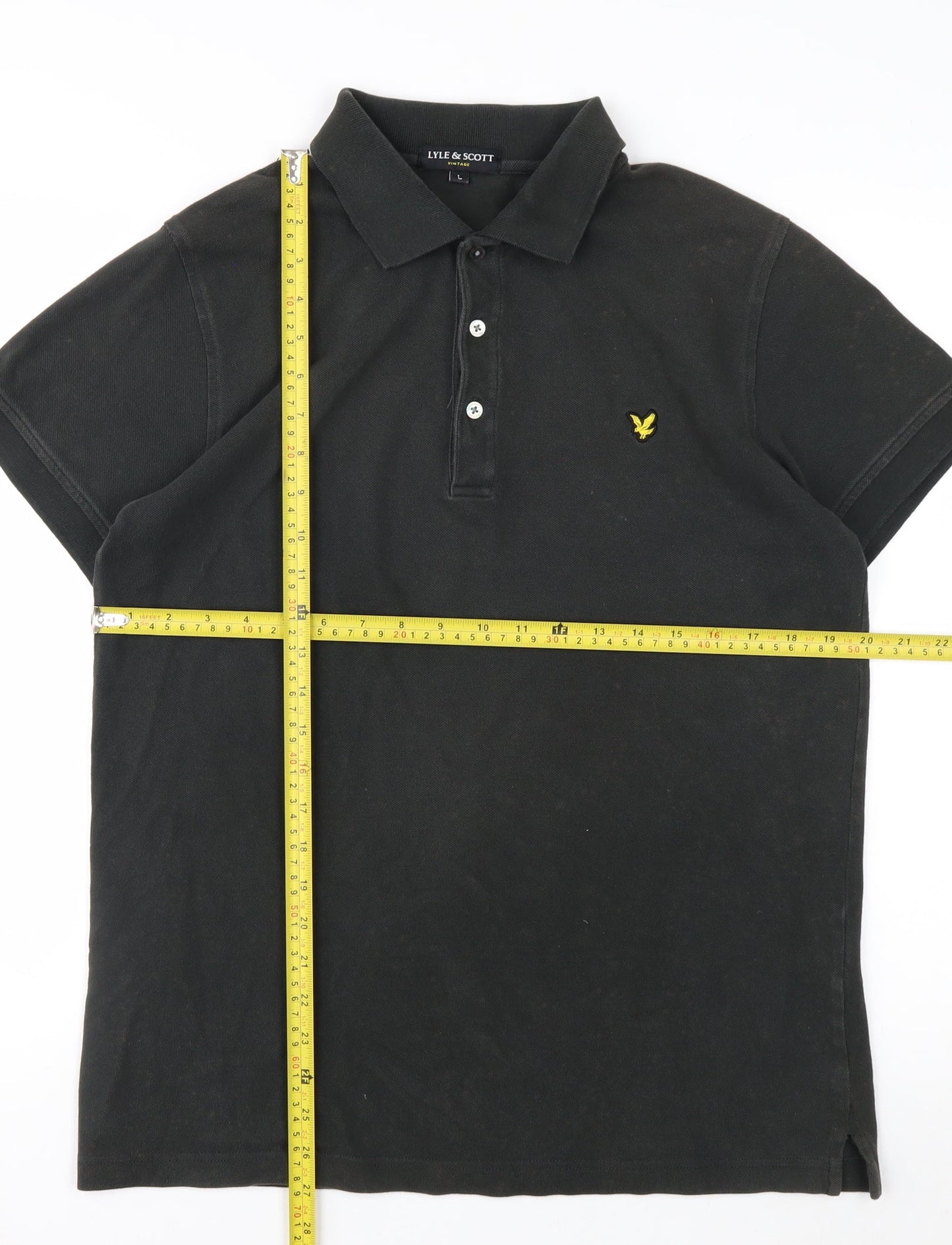 Lyle & Scott Men's Black Cotton Polo Shirt Size L Classic Fit