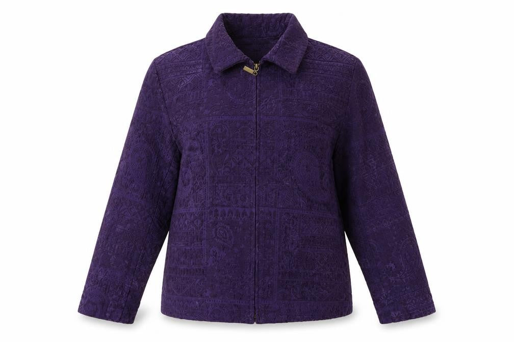 Dressbarn Women's Purple Zip Front Classic Jacket Size M Polyester Blend