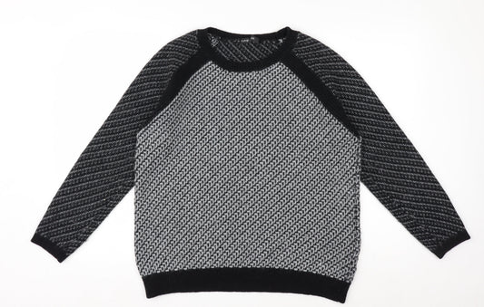 Marks and Spencer Women’s Black Knit Geometric Jumper Size 14