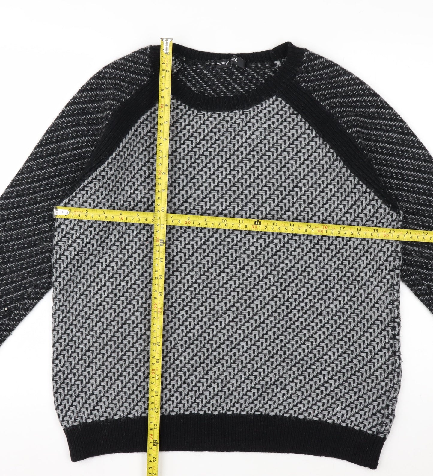 Marks and Spencer Women’s Black Knit Geometric Jumper Size 14