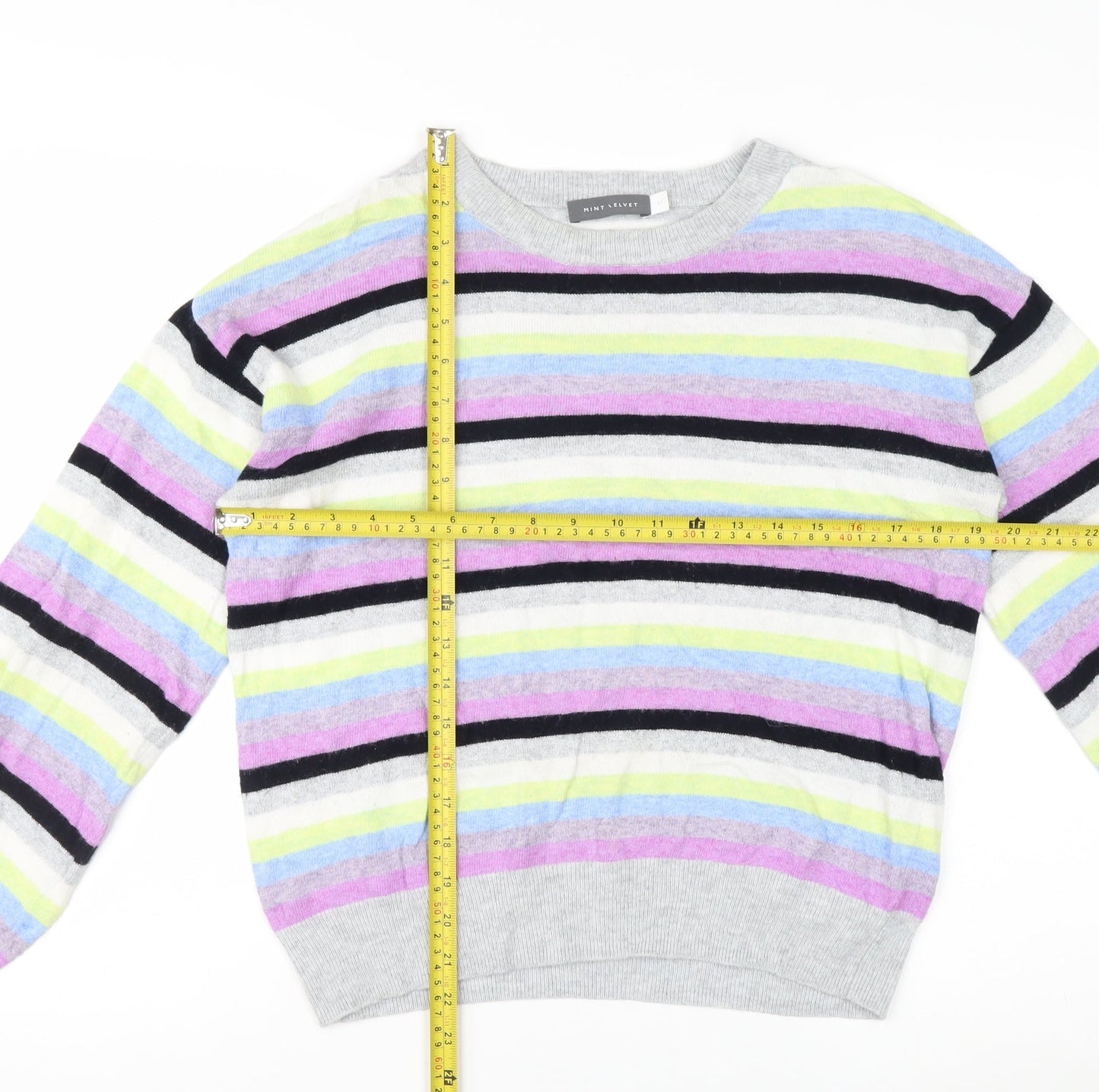 Mint Velvet Women's Multicoloured Striped Crew Neck Jumper Size 10