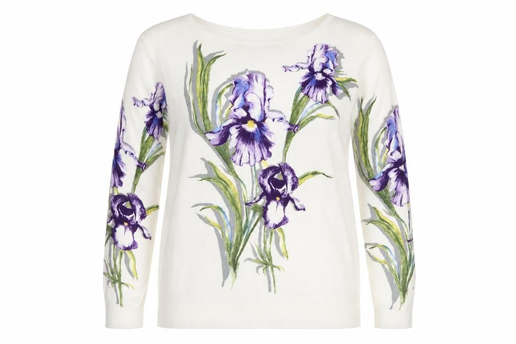 M&Co Women’s Ivory Floral Long Sleeve Pullover Jumper Size 16