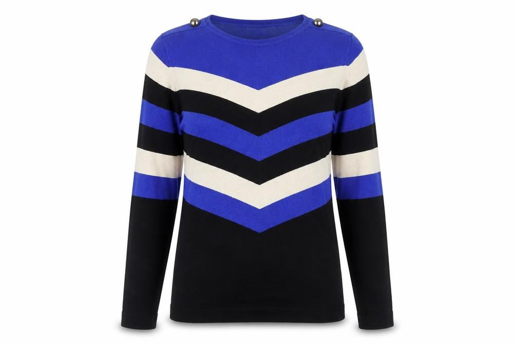 Wallis Women Blue Striped Long Sleeve Pullover Jumper Size 12