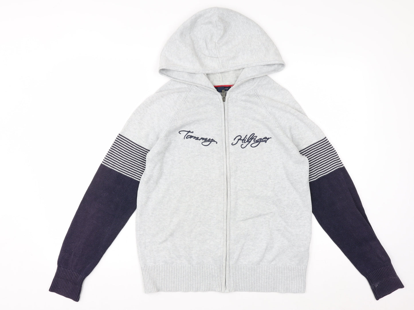 Tommy Hilfiger Womens Grey Full Zip Hoodie Size M Cotton