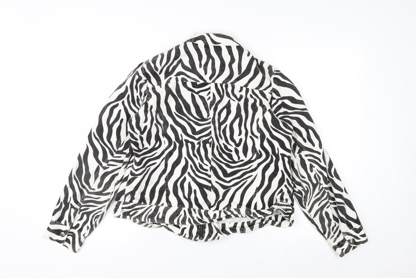 New Direction Women's Zebra Print Cotton Biker Jacket M