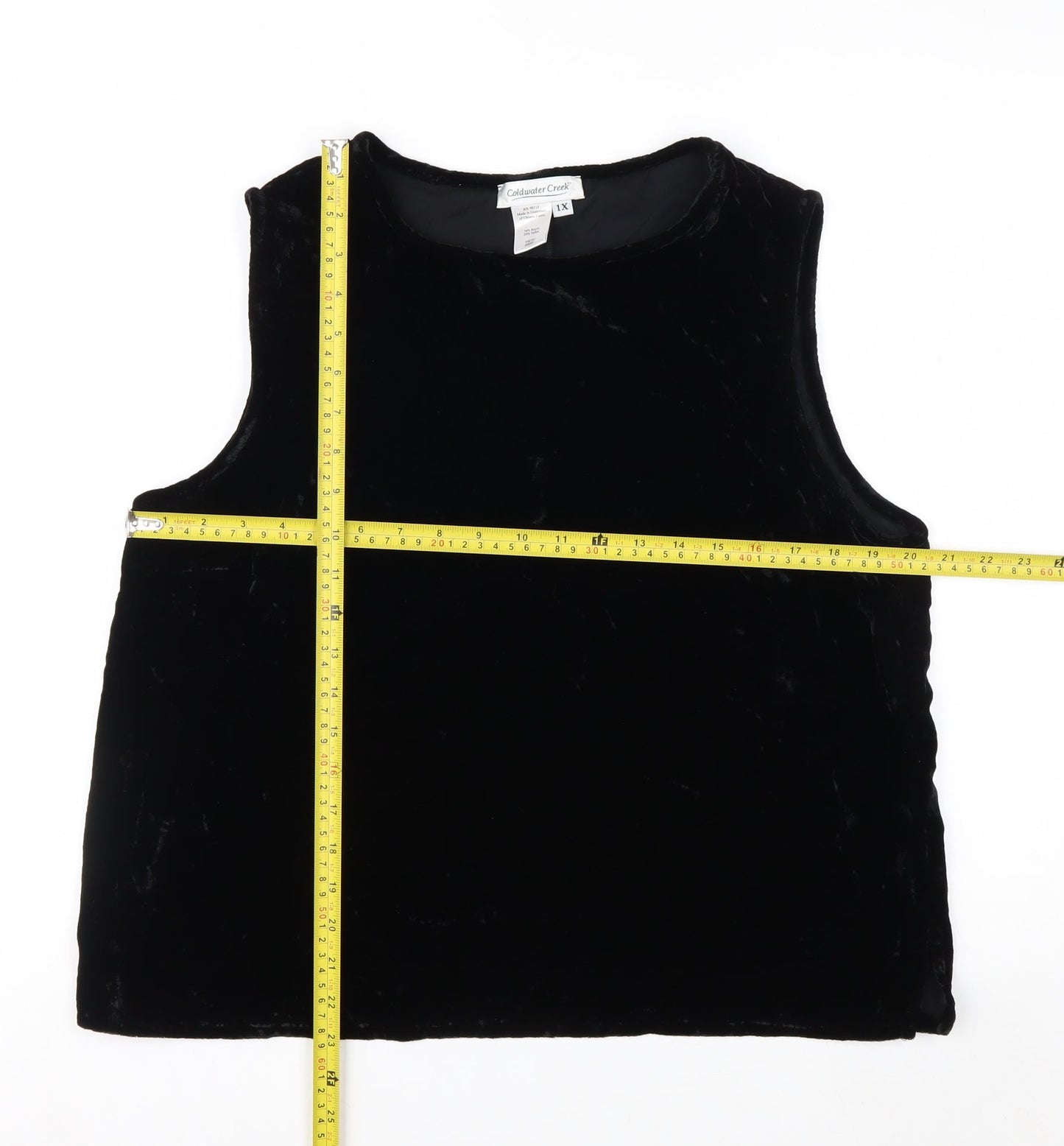 Coldwater Creek Women Black Velvet Sleeveless Tank Top 18 Plus