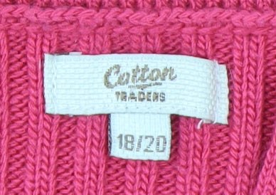 Cotton Traders Women’s Pink Knit Tunic Top Size 18/20 Long Sleeve Acrylic