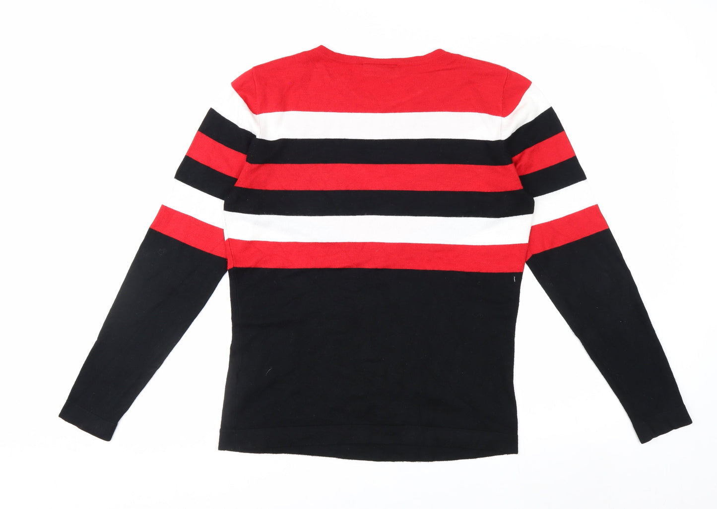 Wallis Women Red Black White Striped Pullover Jumper UK 12
