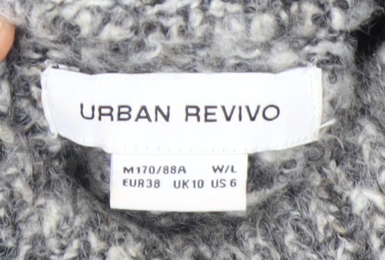 Urban Revivo Women's Grey Roll Neck Cold Shoulder Chunky Knit Jumper Size 10
