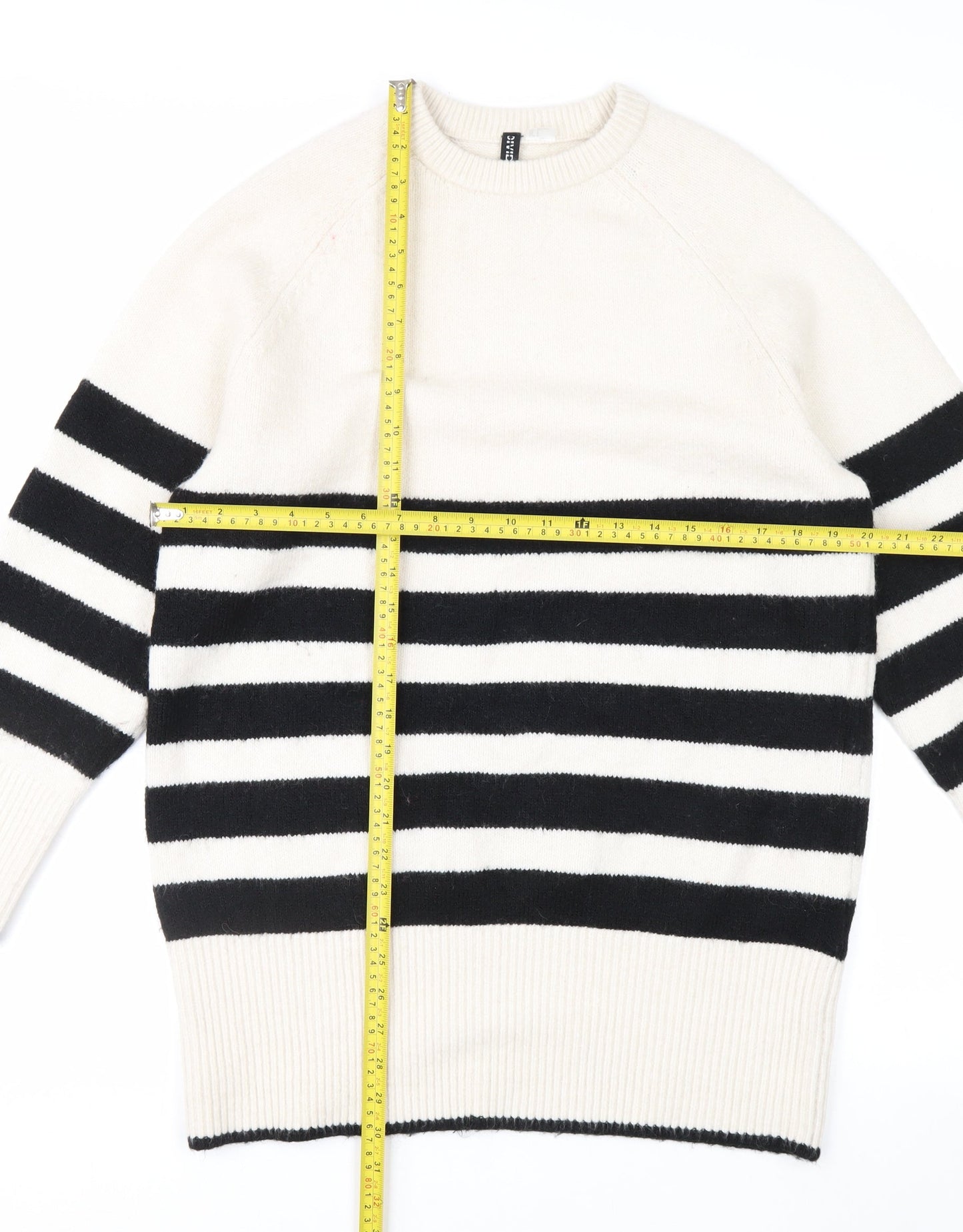 H&M Divided Women's Black & White Striped Knit Jumper Size 8