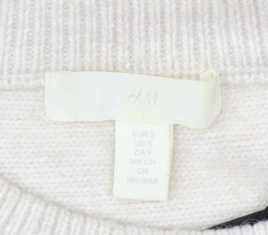 H&M Women Ivory Shrug Cable-Knit Wool Blend Jumper S
