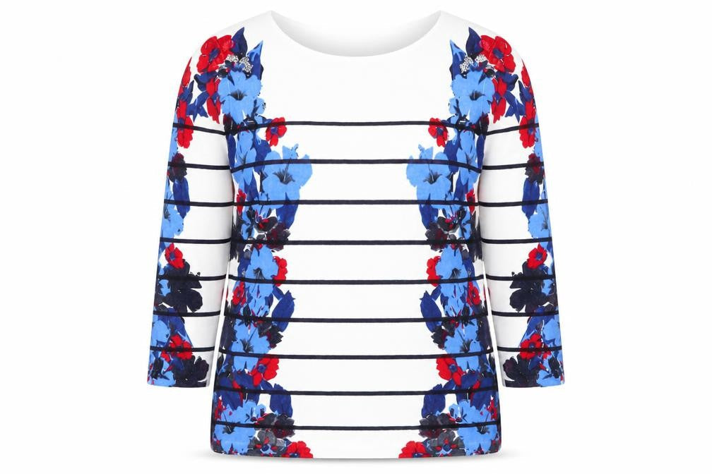 Country Casuals Women’s Multicoloured Floral Striped Knit Jumper Medium