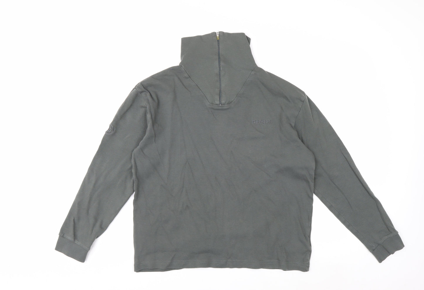 Benger Men's Grey 1/4 Zip Cotton Sweatshirt Size L Regular Fit