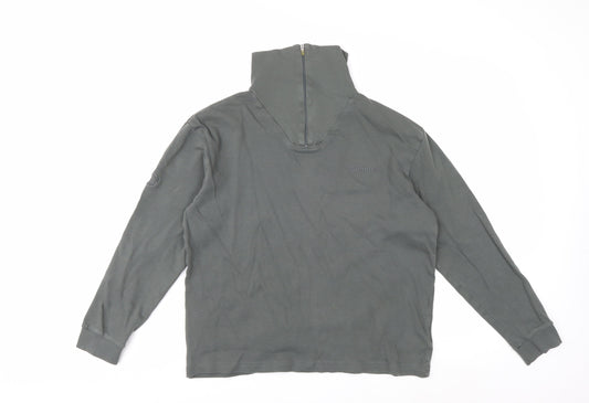 Benger Men's Grey 1/4 Zip Cotton Sweatshirt Size L Regular Fit