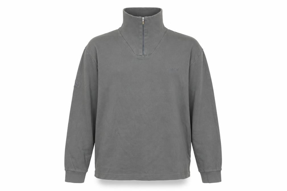 Benger Men's Grey 1/4 Zip Cotton Sweatshirt Size L Regular Fit