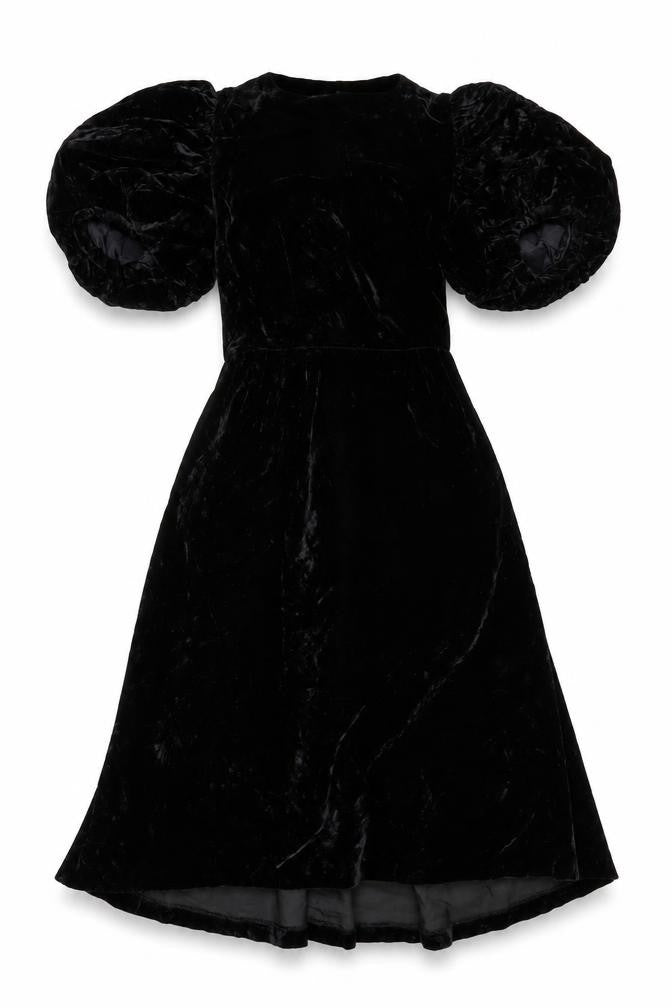 Maggy London Women’s Black Velvet Puff Sleeve Midi Dress Size 8