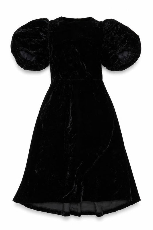 Maggy London Women’s Black Velvet Puff Sleeve Midi Dress Size 8