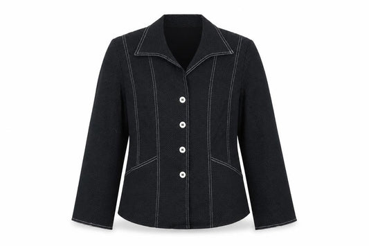 Conrad C Women's Black Size 12 Cotton Blend Button Blazer