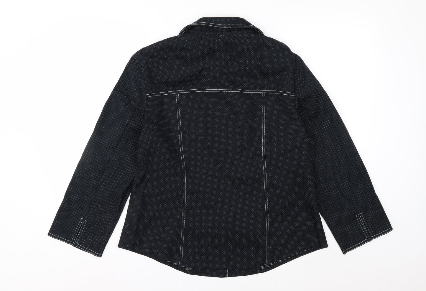 Conrad C Women's Black Size 12 Cotton Blend Button Blazer