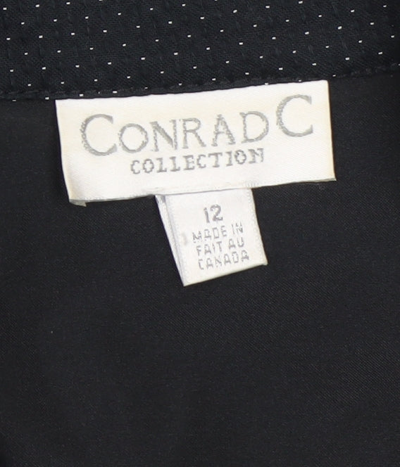 Conrad C Women's Black Size 12 Cotton Blend Button Blazer