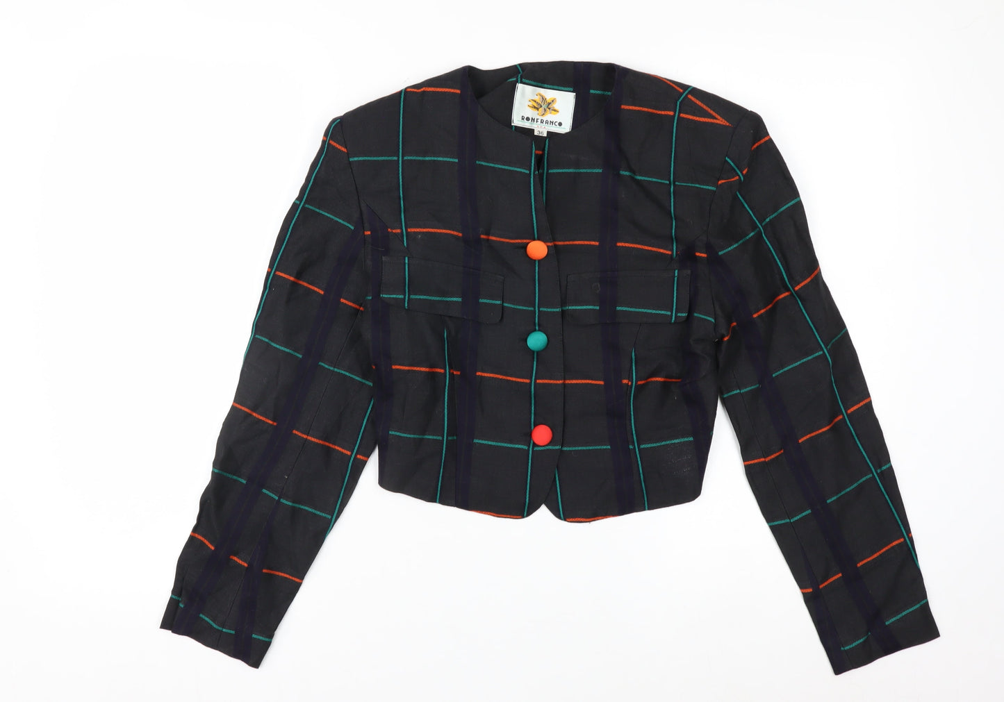 Ronfranco Women’s Multicoloured Checked Cropped Blazer Size 8