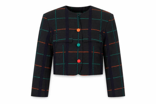 Ronfranco Women’s Multicoloured Checked Cropped Blazer Size 8