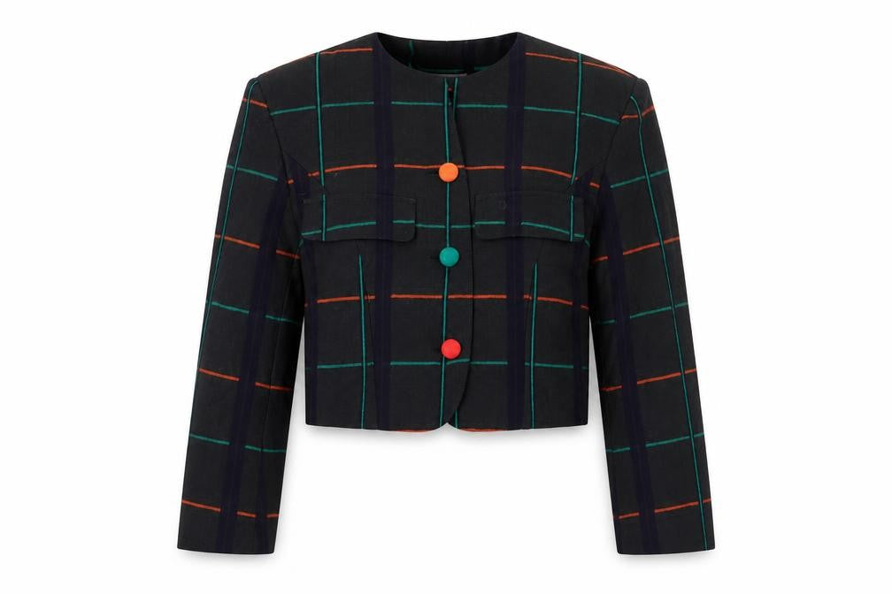 Ronfranco Women’s Multicoloured Checked Cropped Blazer Size 8