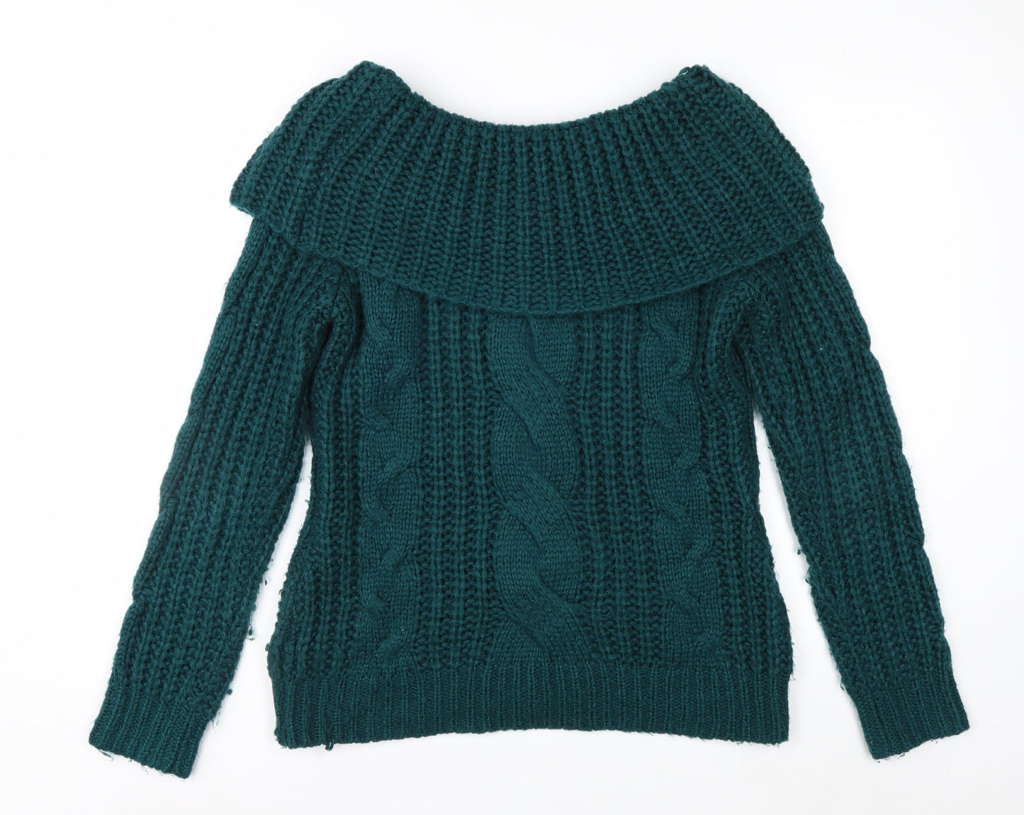Joe Browns Women Green Cable-Knit Off Shoulder Jumper Size 12