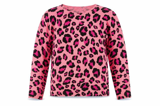 Marks & Spencer Womens Pink Leopard Print Acrylic Jumper Size 14