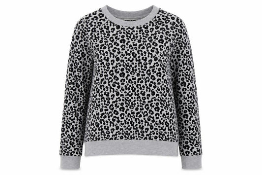 Whistles Women's Grey Leopard Print Pullover Sweatshirt XS