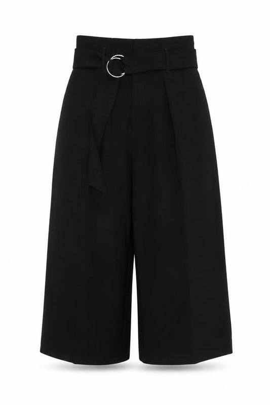 River Island Women’s Black Belted Culotte Trousers Size 8 Wide-Leg