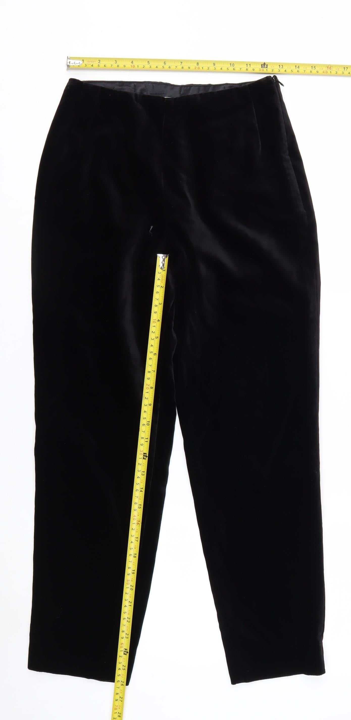 Marks and Spencer Women’s Black Velvet Petite Size 10 Straight Trousers