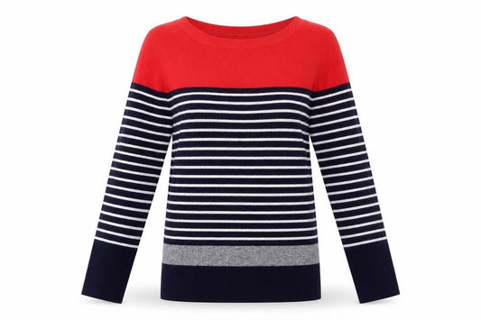 Oasis Women's Multicoloured Striped Boat Neck Knit Jumper Size S