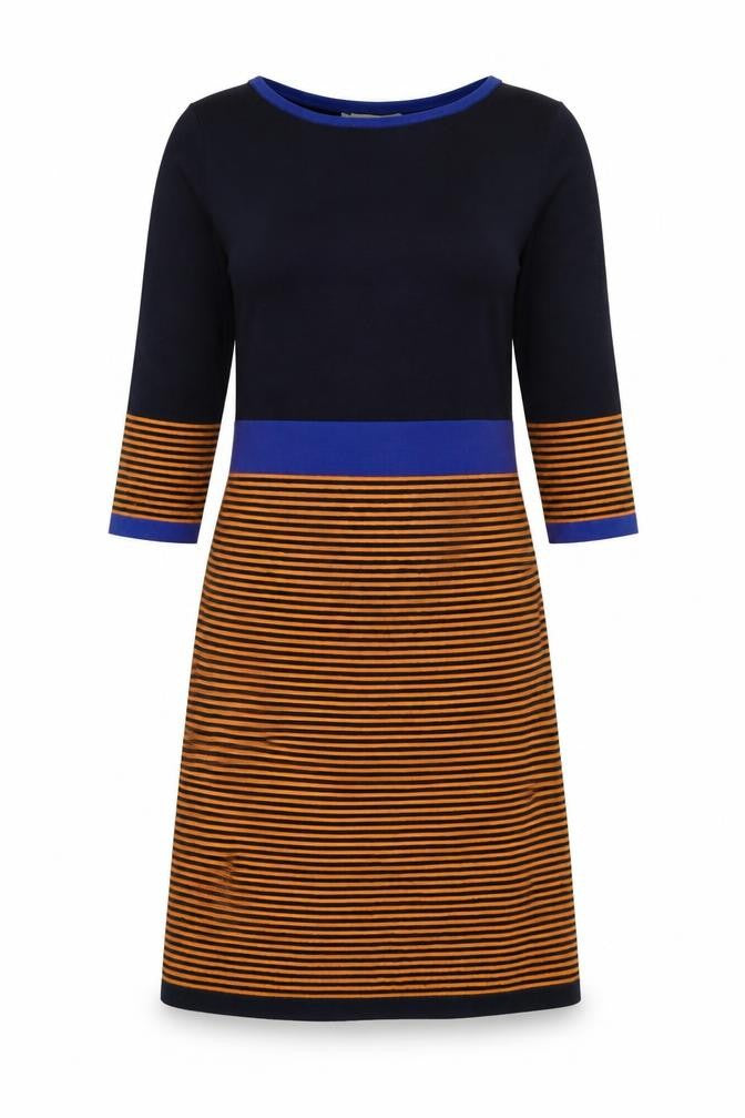 Hobbs Women's Multicoloured A-Line Knit Dress UK 10 Boat Neck
