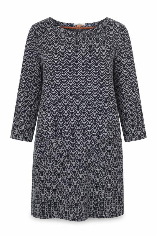 White Stuff Women Black Geometric Cotton Shift Dress UK 14