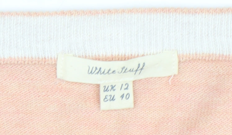 White Stuff Women Pink Star Embroidered Cardigan UK 12 Cotton Knit
