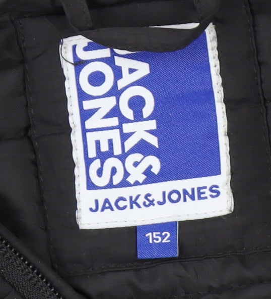 Jack & Jones Boys Grey Hooded Puffer Jacket Size 152 Full Zip