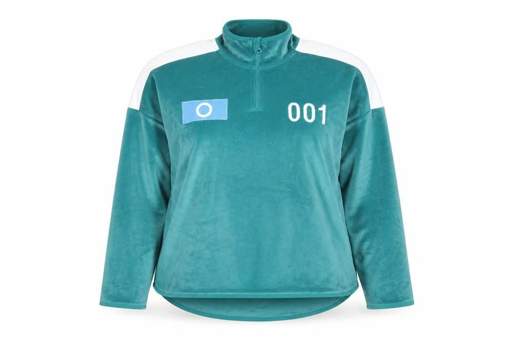Squid Game Women Green 1/2 Zip Pullover Sweatshirt UK 10-12