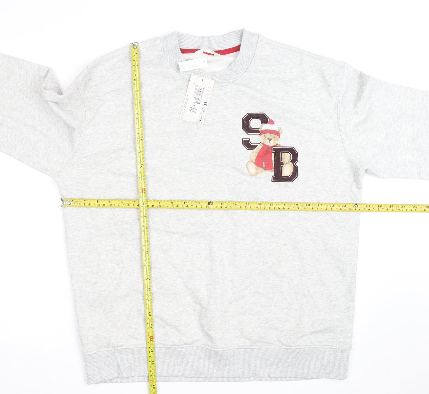 Marks and Spencer Men's Grey Spencer Bear Christmas Sweatshirt L