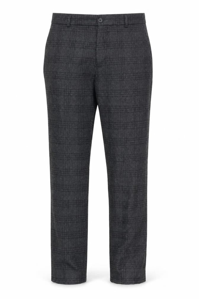 Shire Mens Grey Plaid Wool Blend Dress Trousers 33R Classic Fit