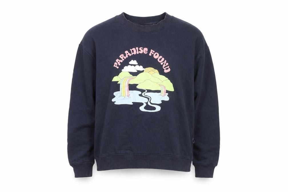 Monki Unisex Blue Paradise Found Graphic Pullover Sweatshirt L