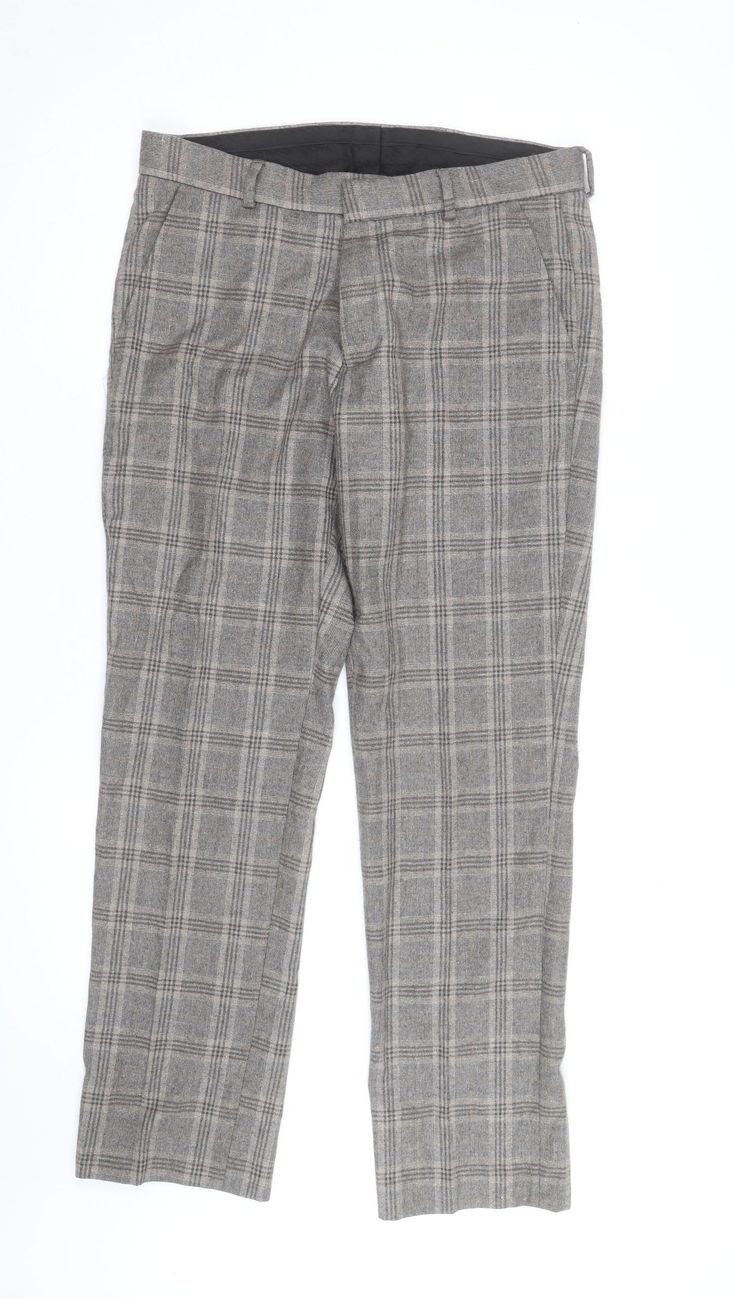 Refectory Men's Grey Check Wool Blend Dress Pants 32R