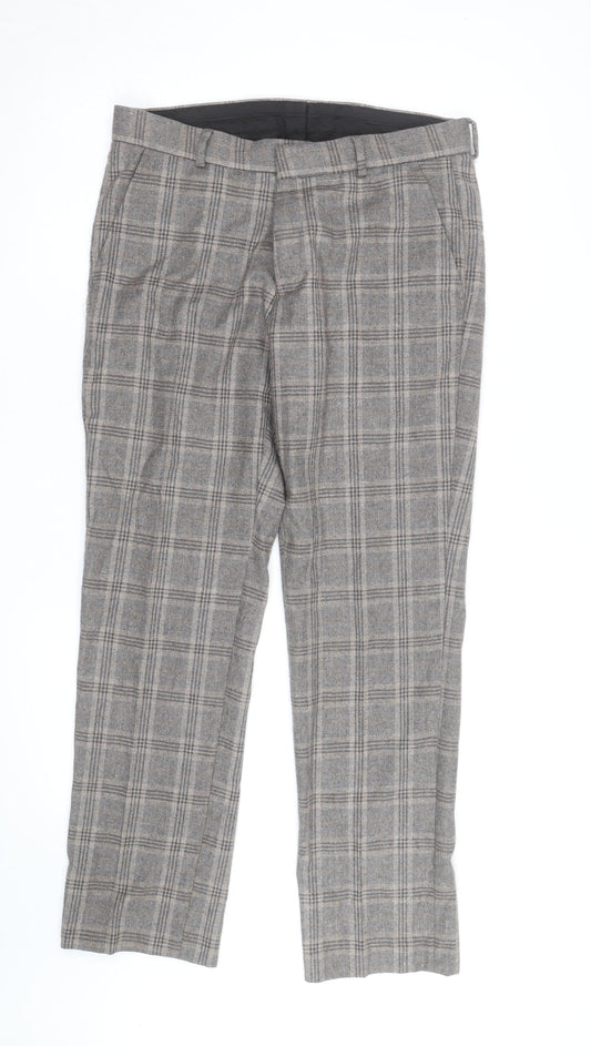 Refectory Men's Grey Check Wool Blend Dress Pants 32R