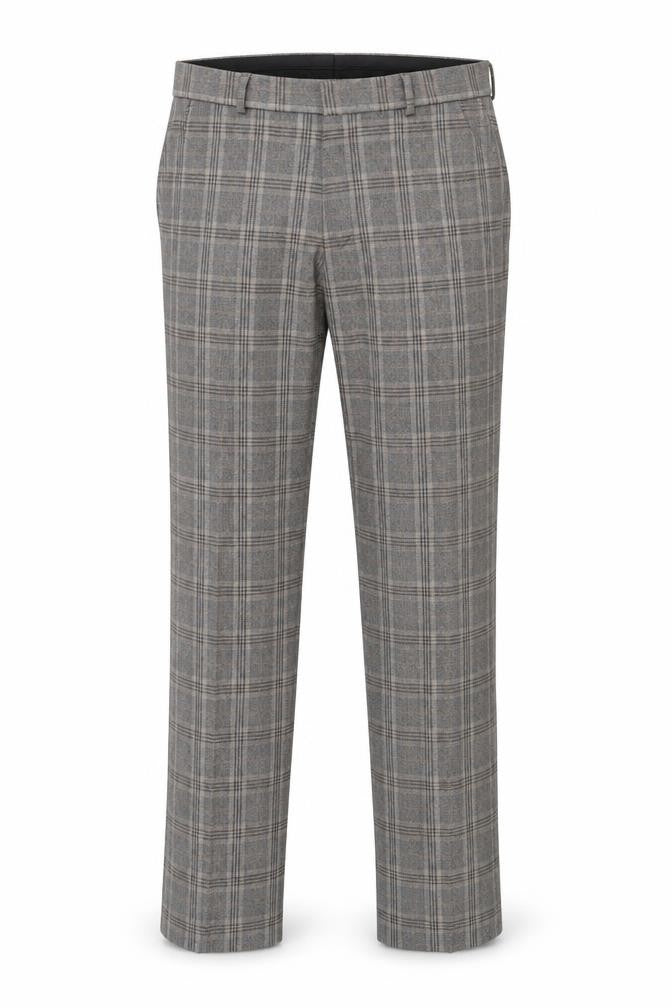 Refectory Men's Grey Check Wool Blend Dress Pants 32R