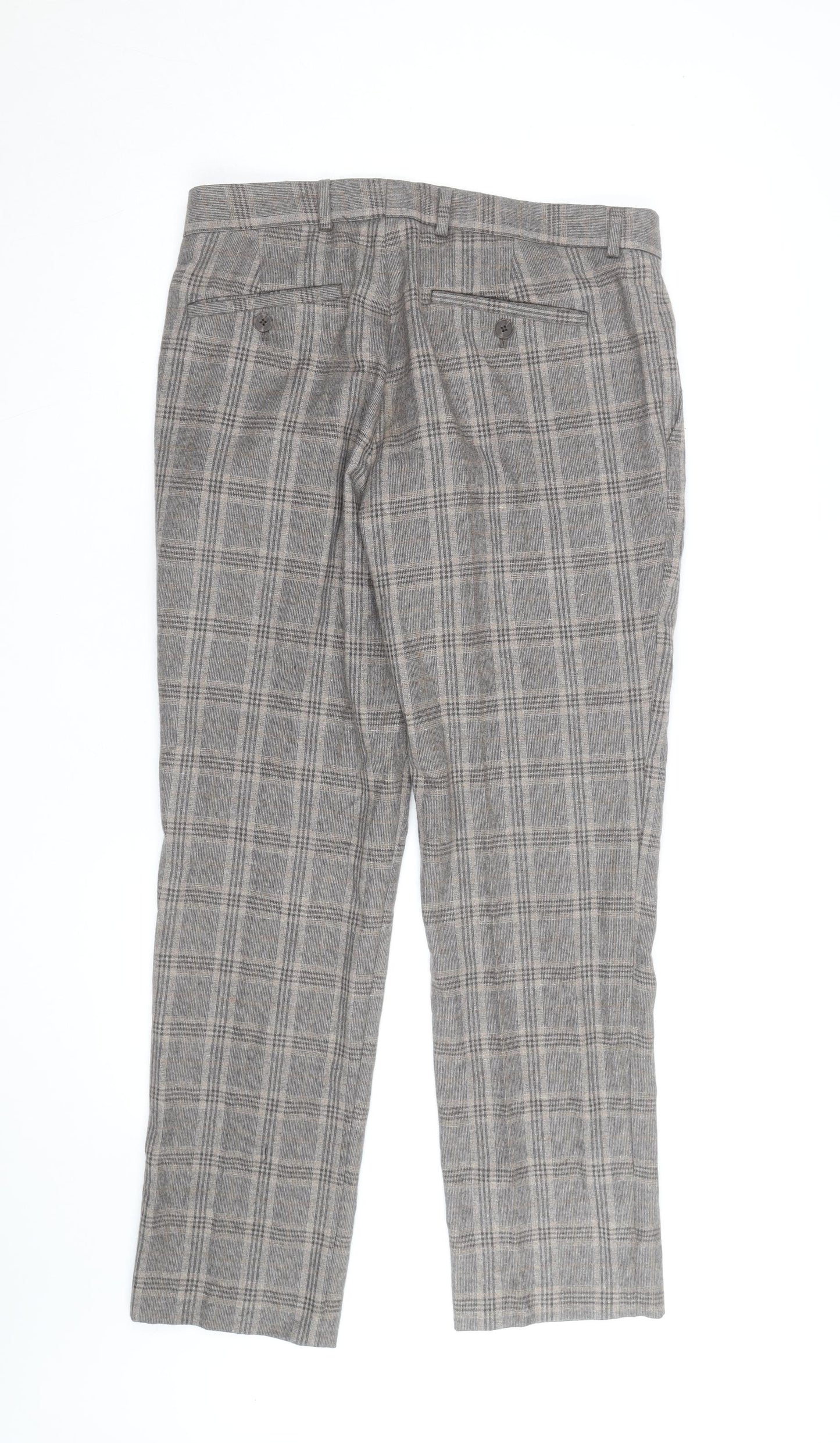 Refectory Men's Grey Check Wool Blend Dress Pants 32R