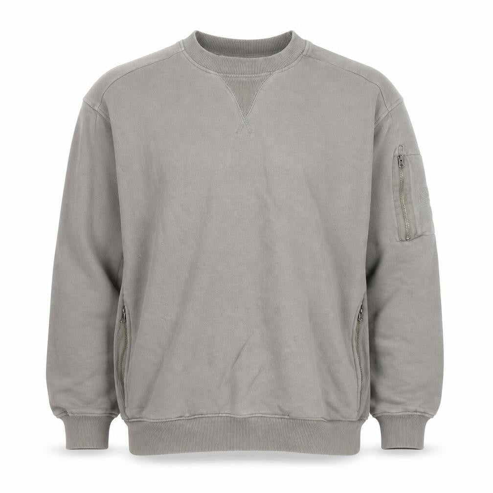 Next Men's Grey XL Crew Neck Pullover Sweatshirt with Zip Pockets