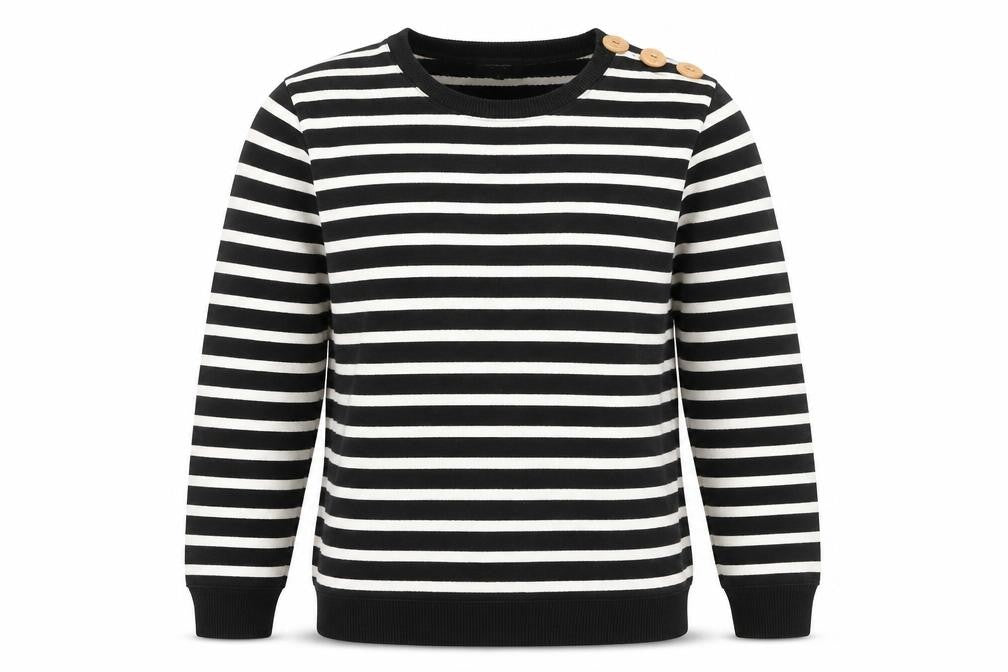 A.P.C. Men's Black Striped Crew Neck Cotton Sweatshirt S